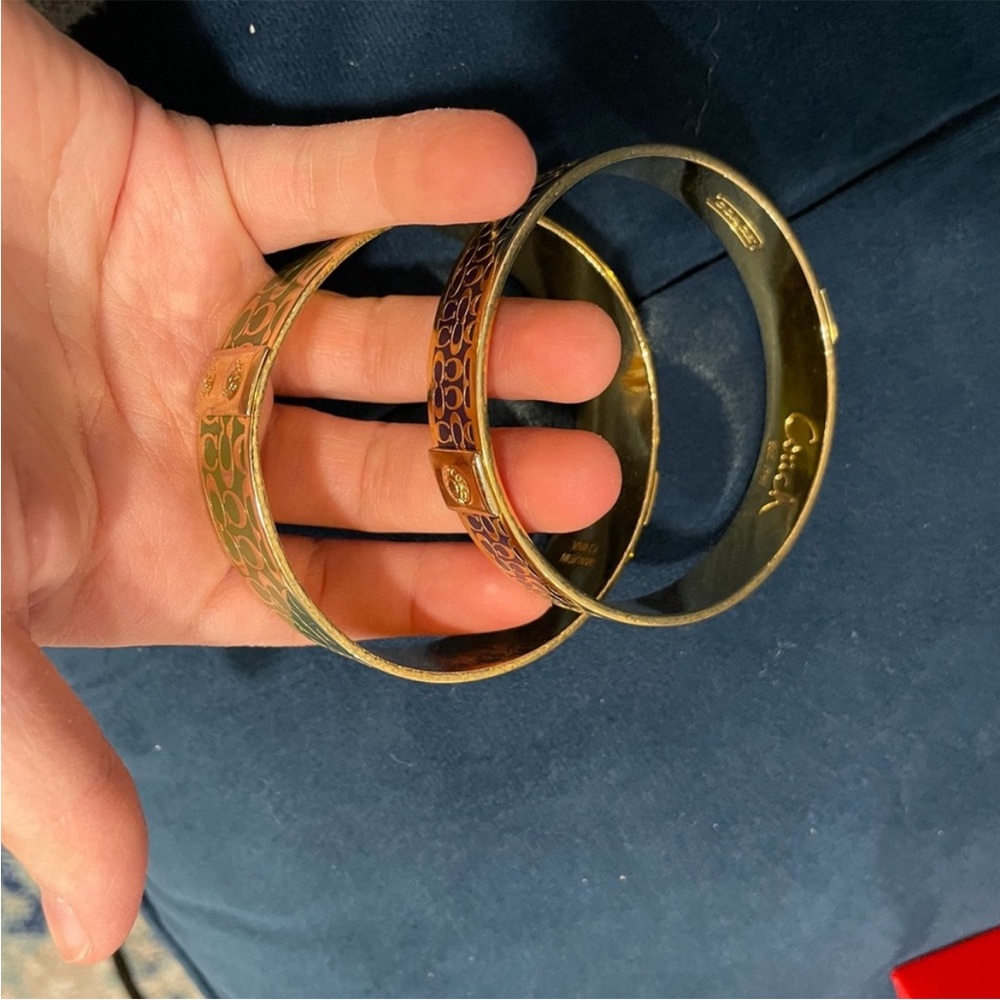Coach Gold Bangles with Green and Purple Enamel - Picture 5 of 5
